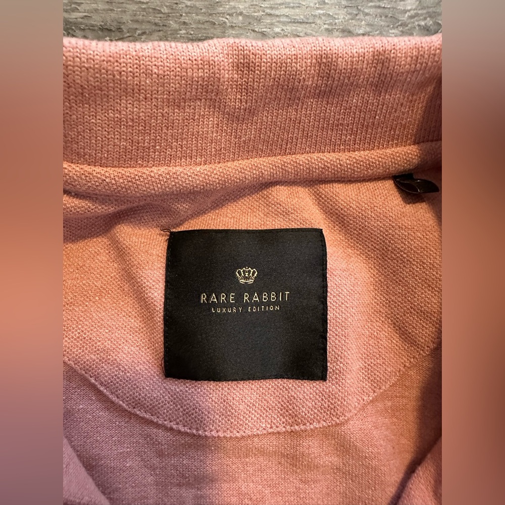 RARE RABBIT LUXURY EDITION MELANGE COTTON POLO GAMOR DUSKY PINK SIZE MEDIUM LOGO - Picture 8 of 9